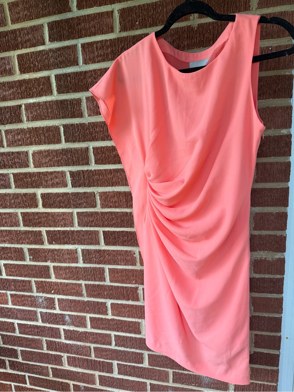 Tuleh Coral One-Shoulder Draped Dress